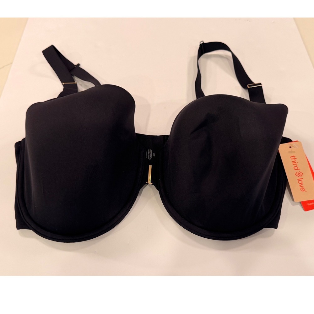 ThirdLove ComfortStretch Front Close T-Shirt Bra Black 36G Convertible Racerback